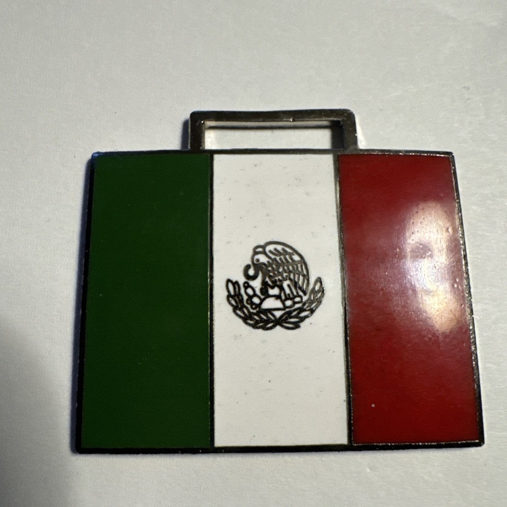 Vintage Mexican Flag‎ Watch FOB Key Chain Antique  Charm Pendant